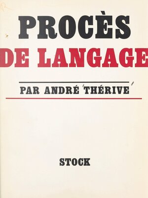 cover image of Procès de langage